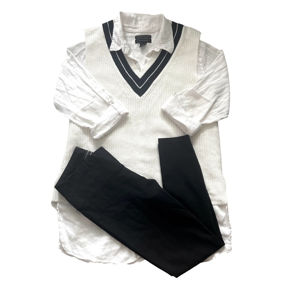 Suzy Shier Knitted Vest Size Large White